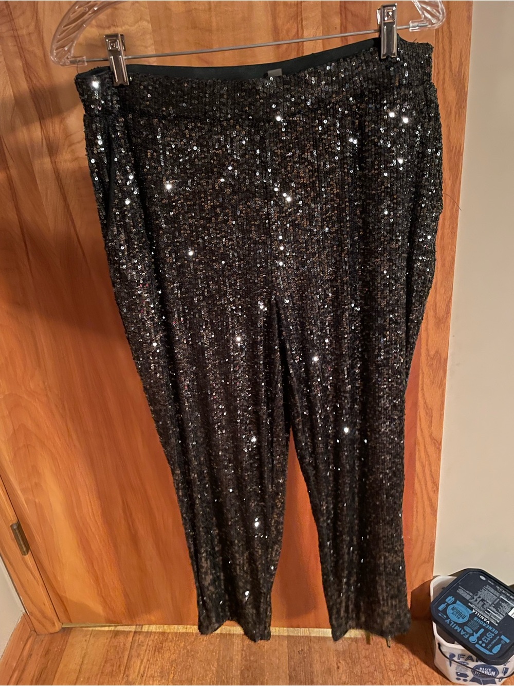 Forest green Sequin Wide-Leg Pants